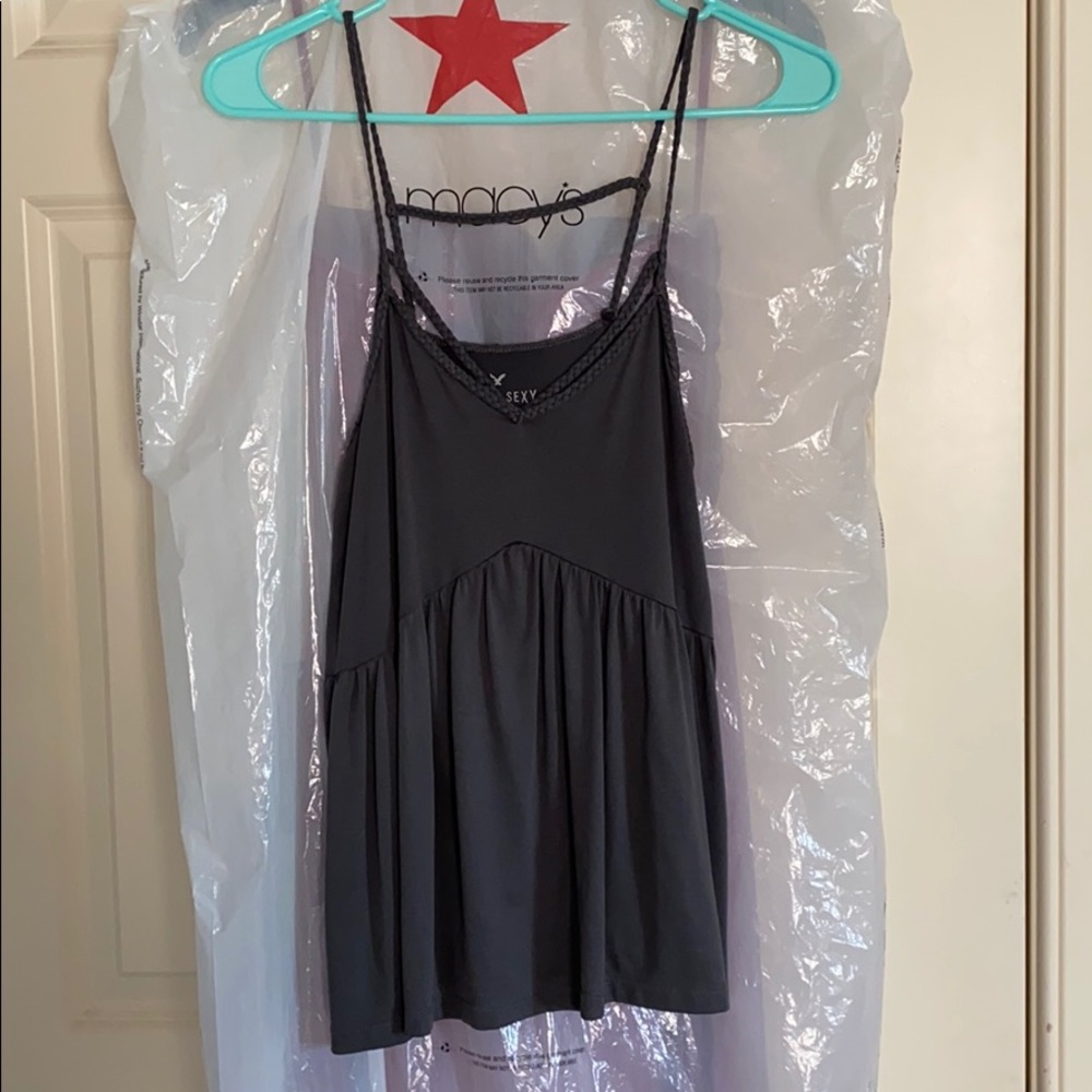 Grey strappy tank top